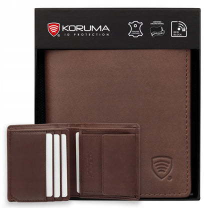 Maža vyriška odinė piniginė kortelėms ir monetoms su RFID apsauga / KORUMA
