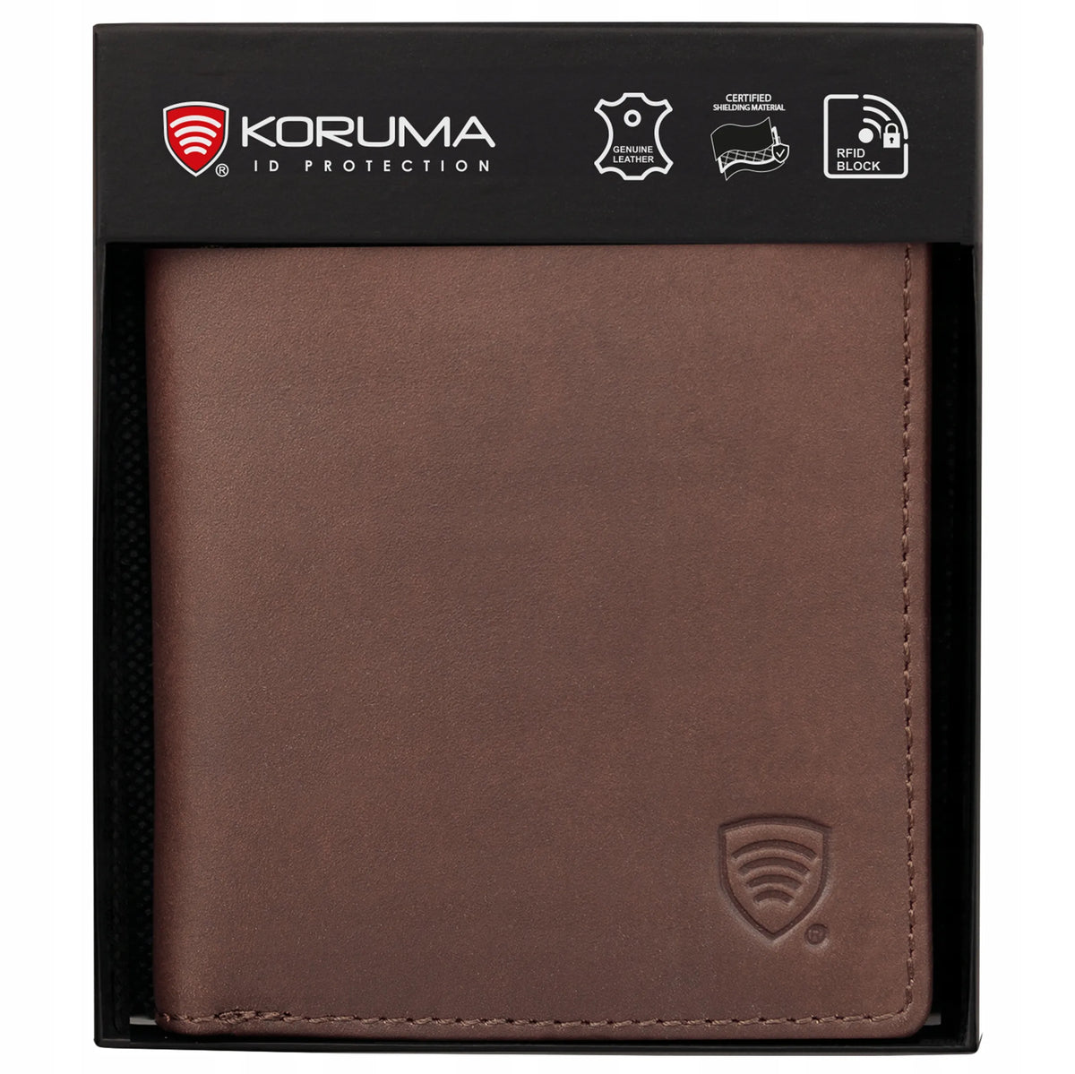 Maža vyriška odinė piniginė kortelėms ir monetoms su RFID apsauga / KORUMA