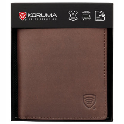 Maža vyriška odinė piniginė kortelėms ir monetoms su RFID apsauga / KORUMA