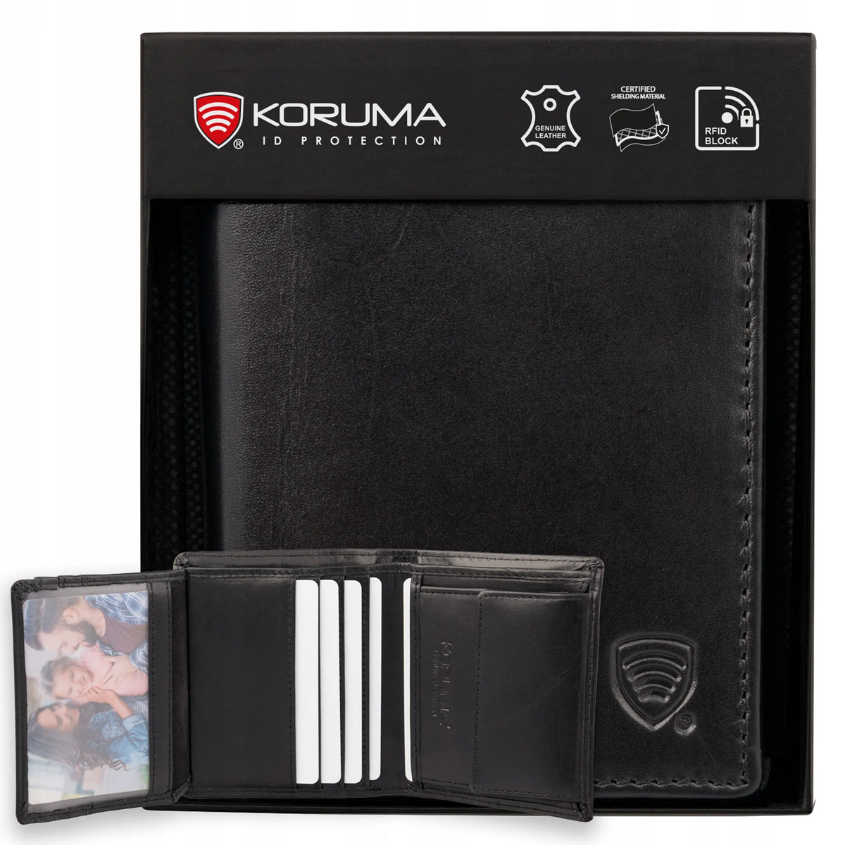 Maža vyriška odinė piniginė mokėjimo kortelėms ir monetoms su RFID apsauga „Koruma“
