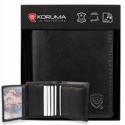 Maža vyriška odinė piniginė mokėjimo kortelėms ir monetoms su RFID apsauga „Koruma“