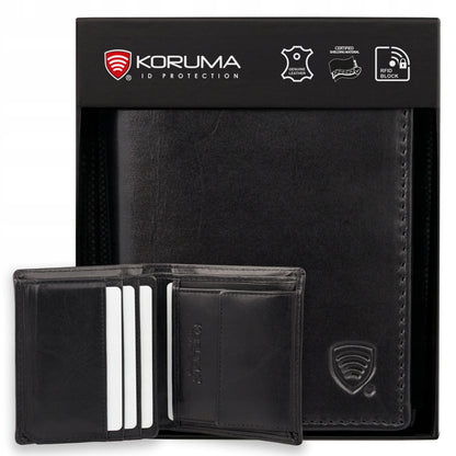 Maža vyriška odinė piniginė mokėjimo kortelėms ir monetoms su RFID apsauga „Koruma“