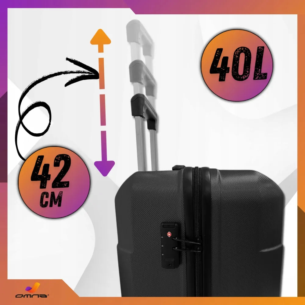 Mažas kabininis lagaminas su ratukais Omna NEVADA, ABS, 40 l, juodas