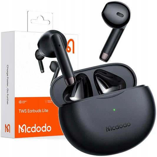 Mcdodo bevielės ausinės Earbuds Lite Bluetooth 5 su mikrofonu ir dėklu, juodos