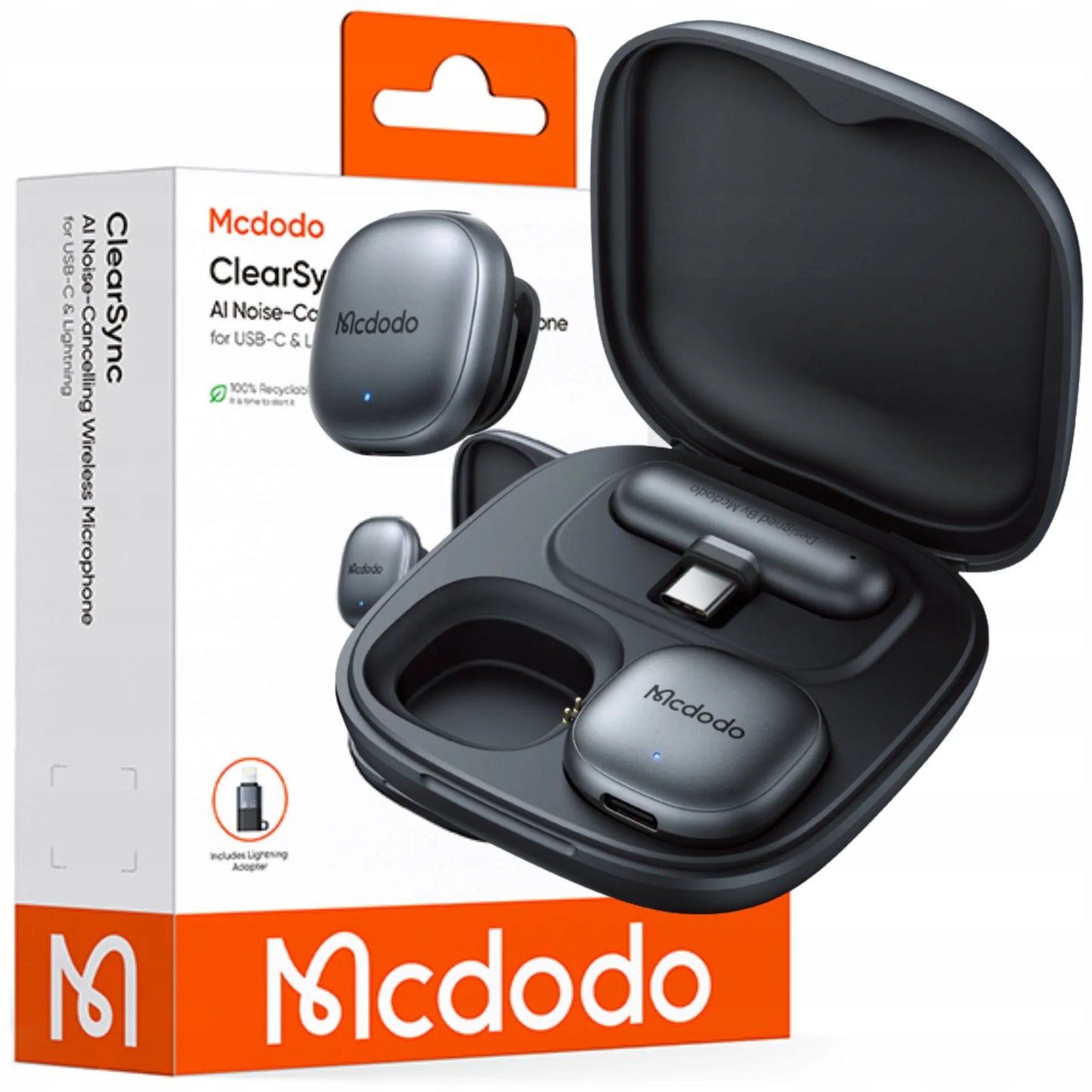 Mcdodo ClearSync belaidis atlapo mikrofonas su AI telefonams USB-C Lightning