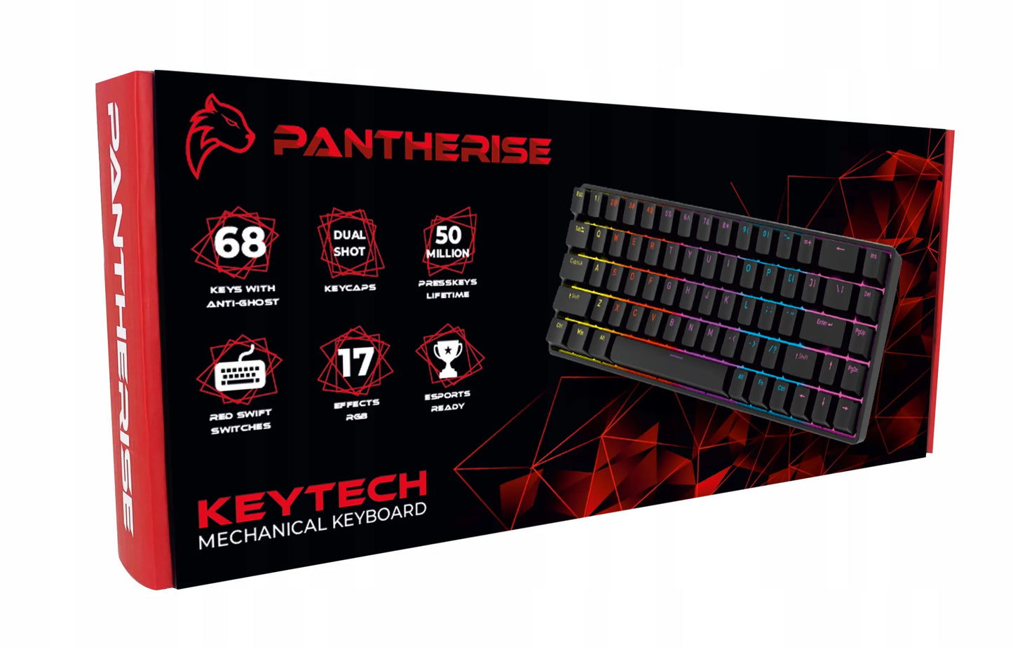 Mechaninė žaidimų klaviatūra Pantherise 68 KeyTech, RGB apšvietimas