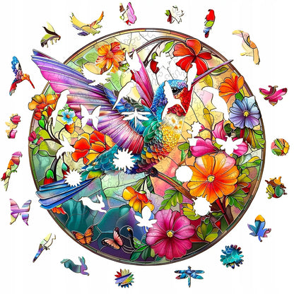 Medinė dėlionė Kolibris Vitražas 300 detalių medinėje dėžutėje