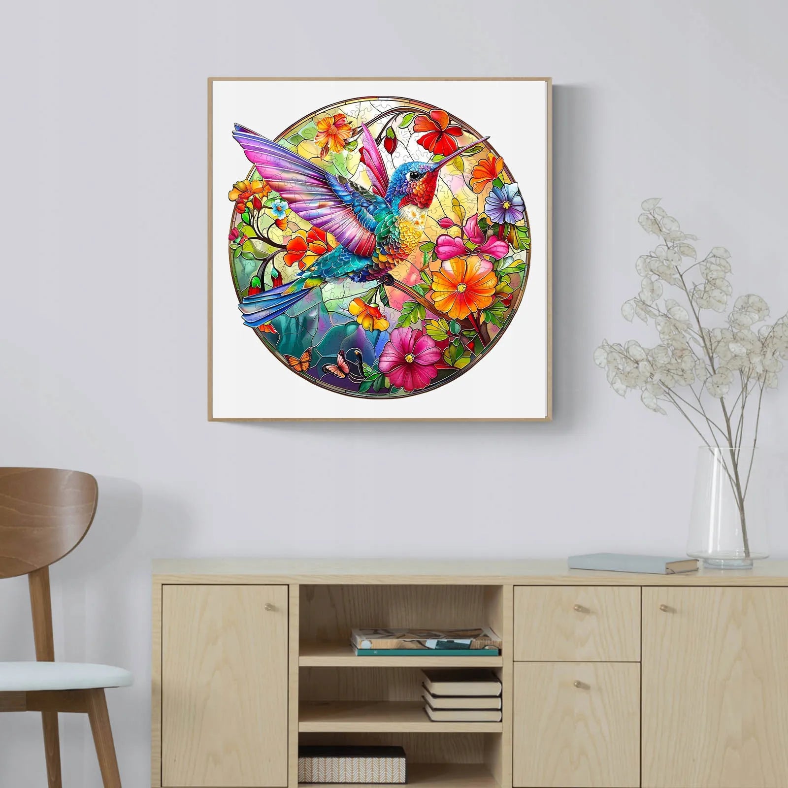 Medinė dėlionė Kolibris Vitražas 300 detalių medinėje dėžutėje