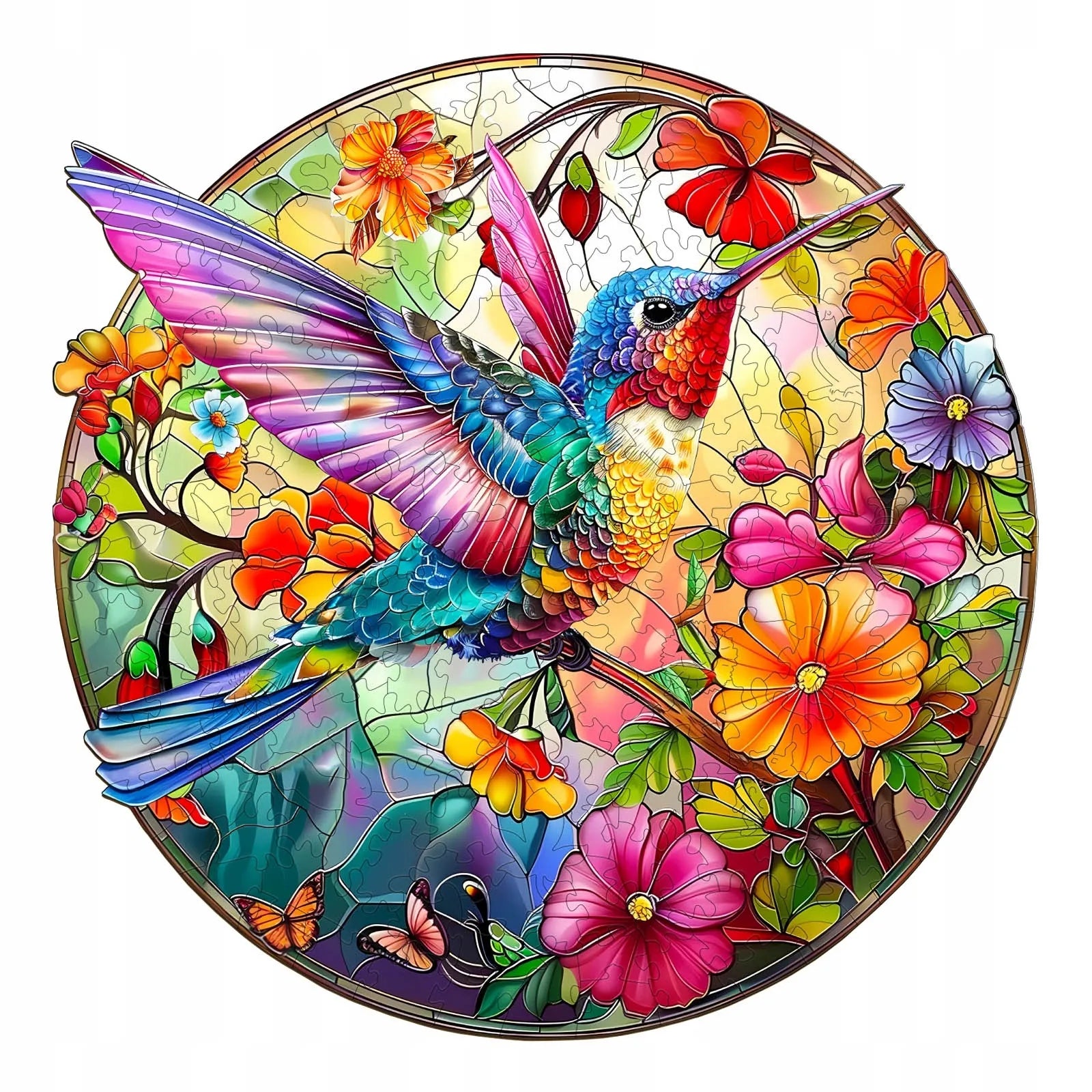 Medinė dėlionė Kolibris Vitražas 300 detalių medinėje dėžutėje