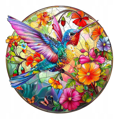Medinė dėlionė Kolibris Vitražas 300 detalių medinėje dėžutėje