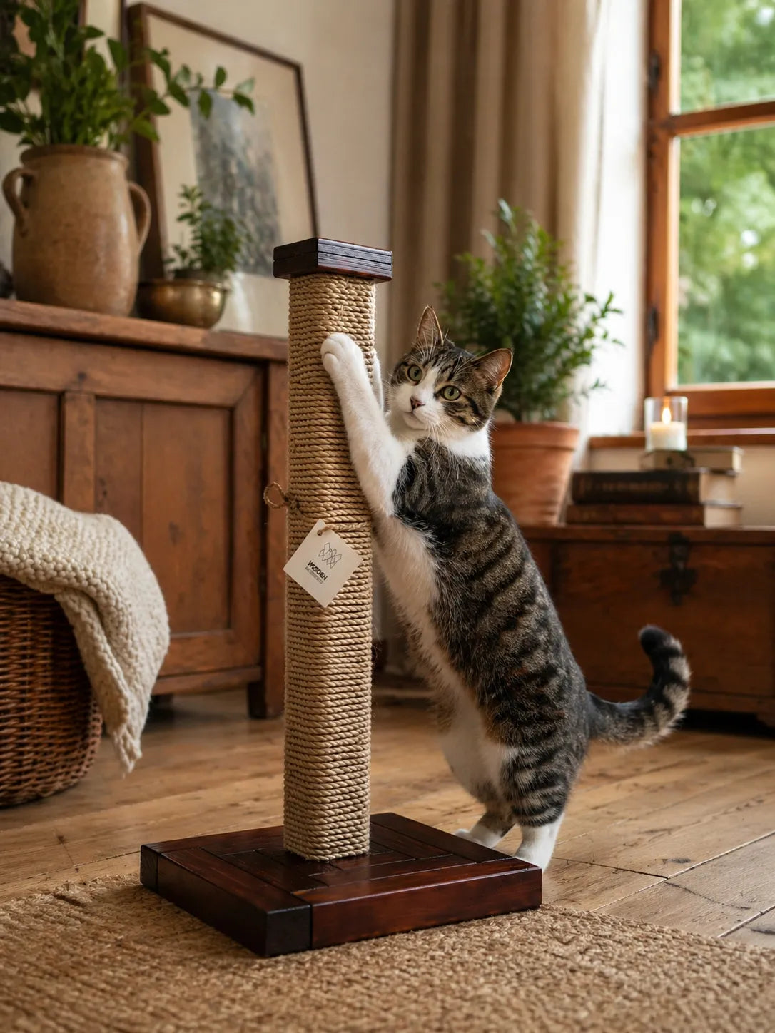 Medinė draskyklė katėms, draskymo stulpas, 50 cm, stabili, tvirta ir sunki