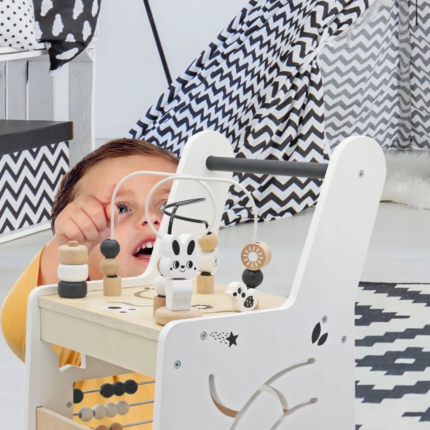 Medinis edukacinis vaikštynė-staliukas 6-viename Active Hobby