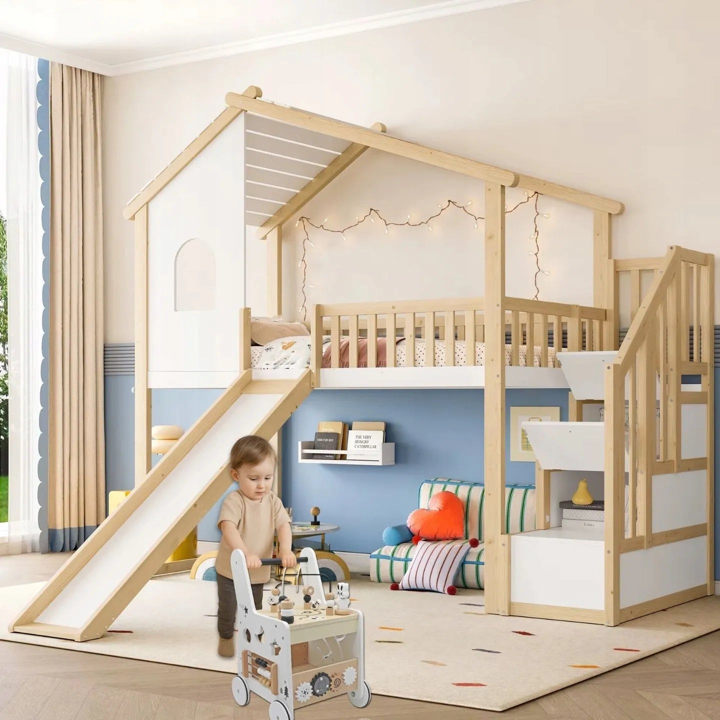 Medinis edukacinis vaikštynė-staliukas 6-viename Active Hobby