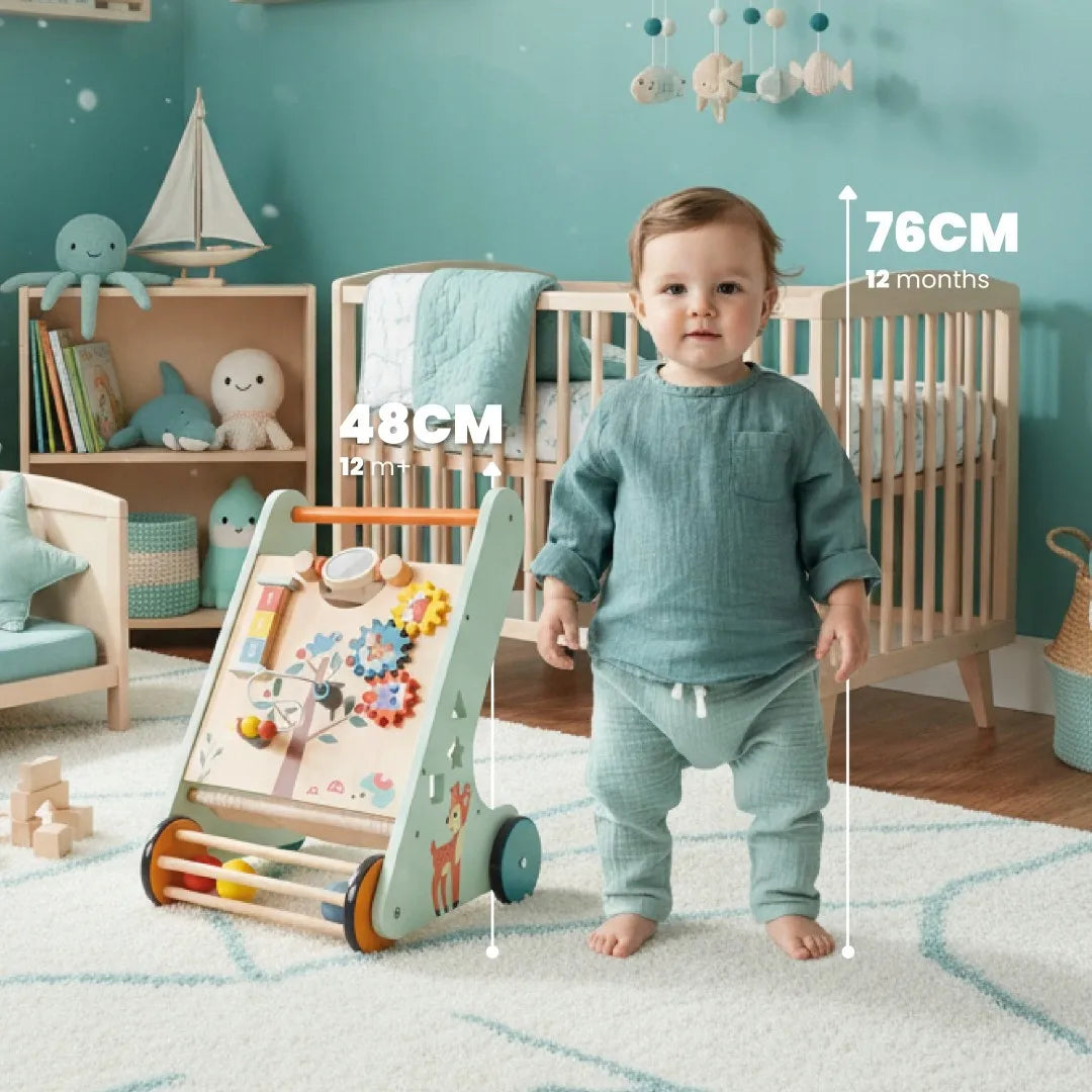 Medinis edukacinis vaikštynė-stūmdukas Sun Baby XXL su rūšiuokliu