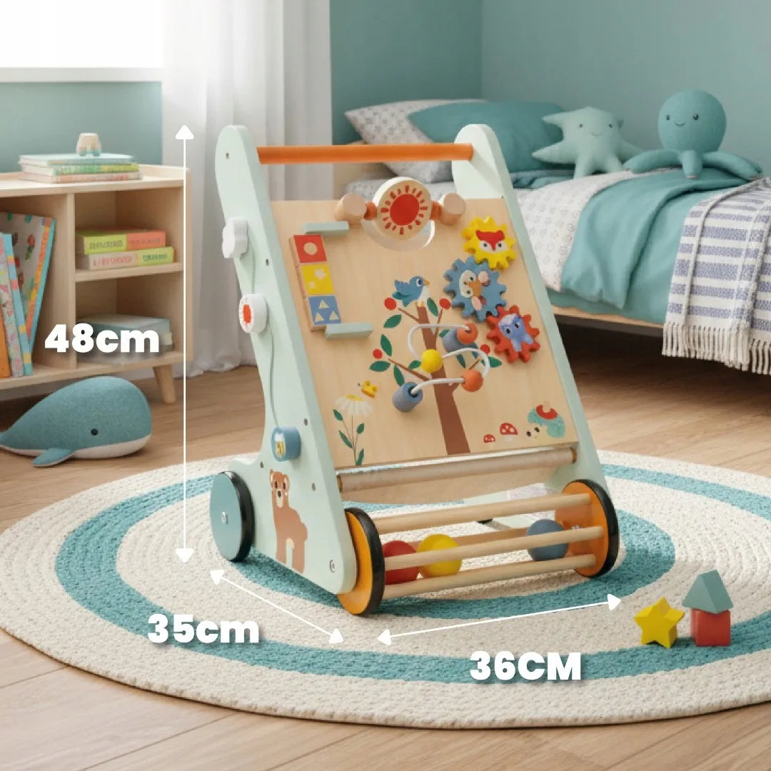 Medinis edukacinis vaikštynė-stūmdukas Sun Baby XXL su rūšiuokliu