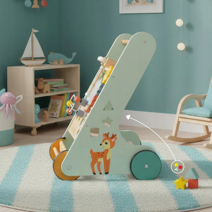 Medinis edukacinis vaikštynė-stūmdukas Sun Baby XXL su rūšiuokliu