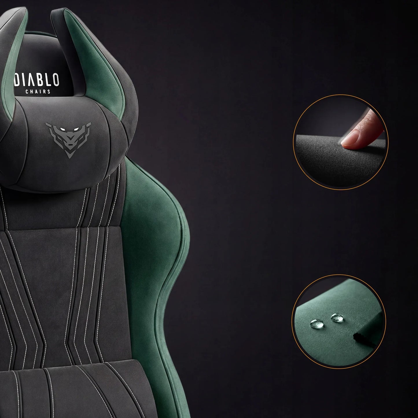 Medžiaginė žaidimų kėdė DIABLO X-Horn 2.0 Normal, žalia (Forest Green)