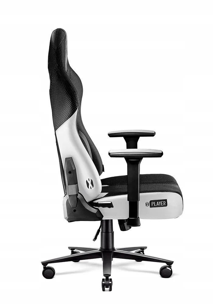 Medžiaginė žaidimų kėdė DIABLO X-Player 2.0 Normal Size, balta-juoda