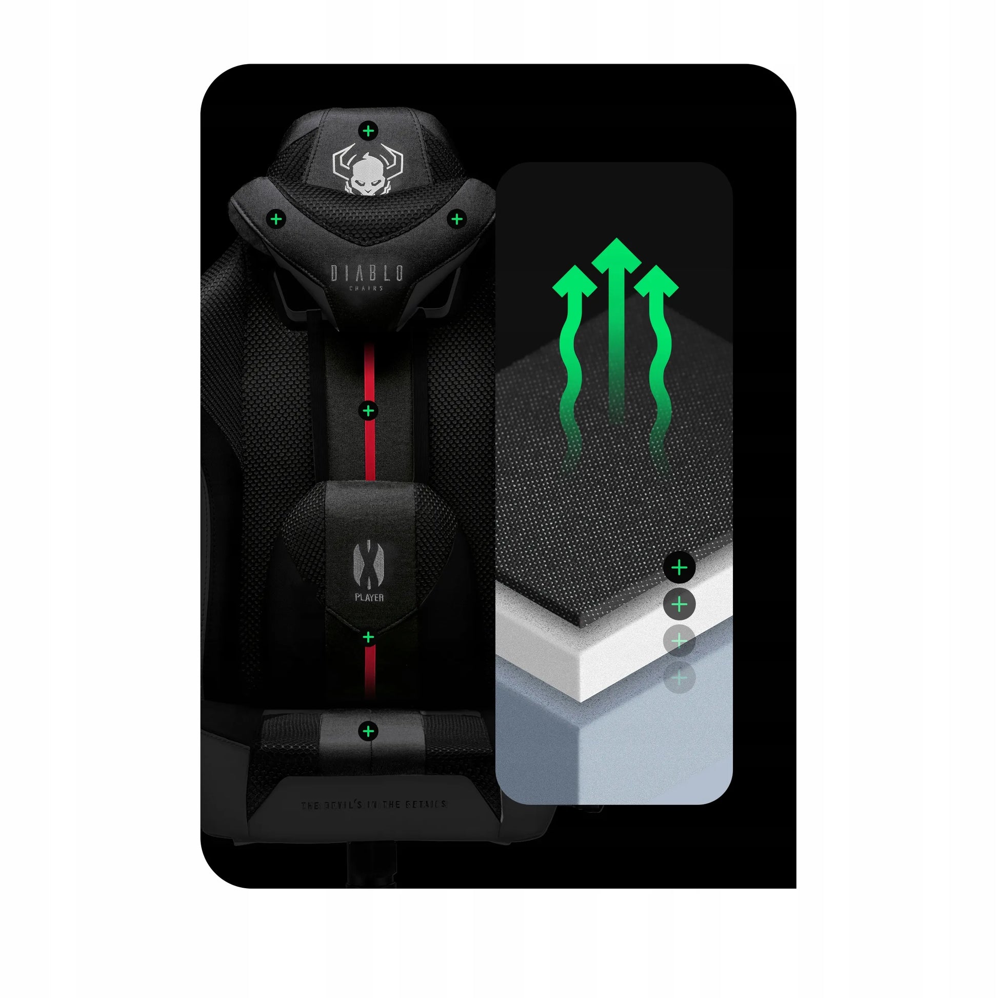 Medžiaginė žaidimų kėdė DIABLO X-Player 2.0 Normal Size, balta-juoda