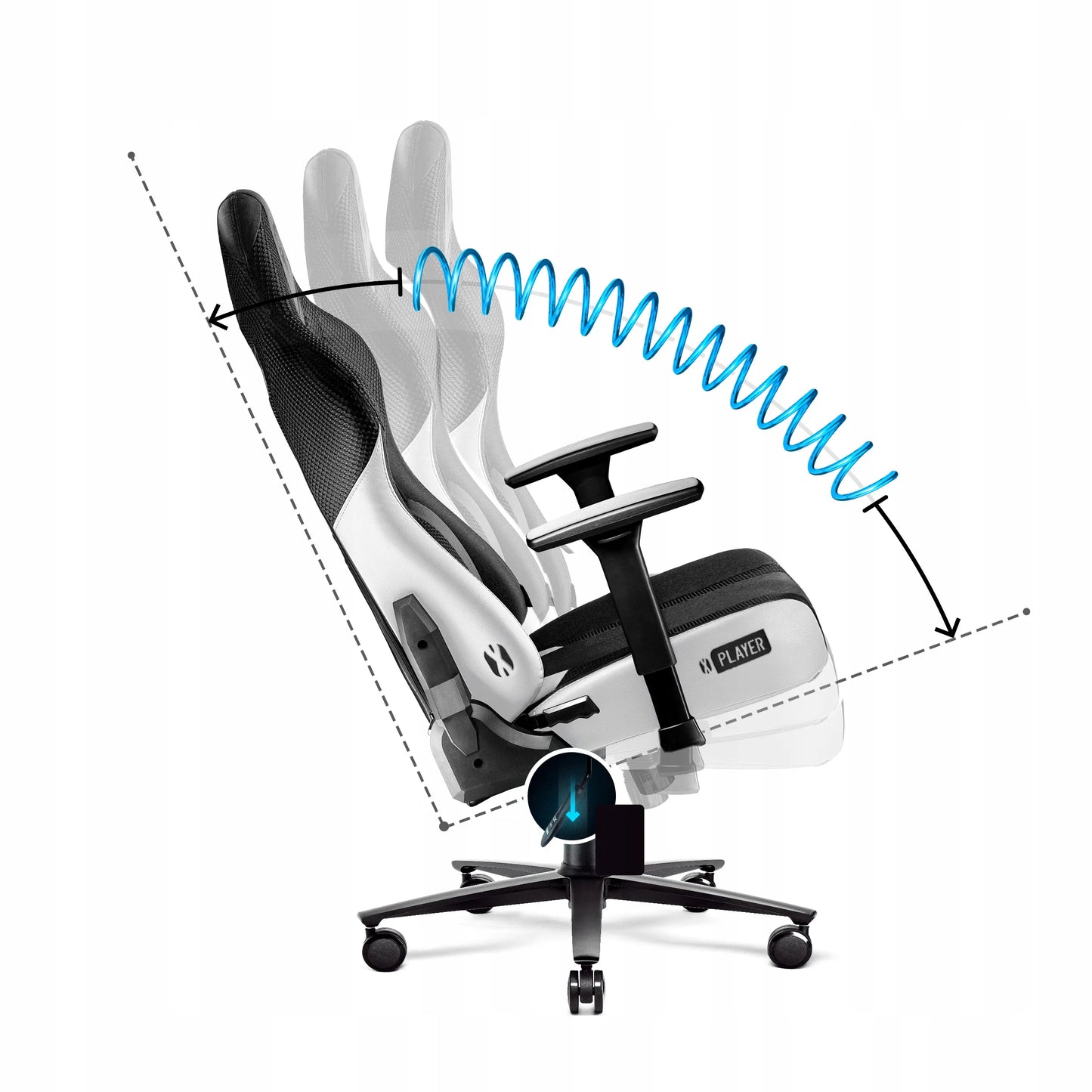 Medžiaginė žaidimų kėdė DIABLO X-Player 2.0 Normal Size, balta-juoda