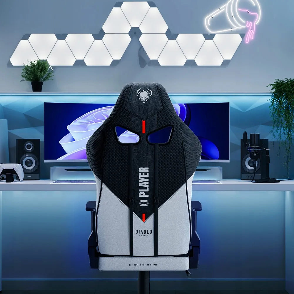 Medžiaginė žaidimų kėdė DIABLO X-Player 2.0 Normal Size, balta-juoda