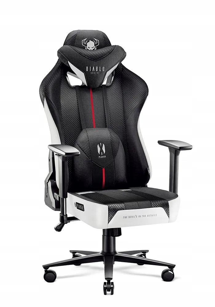 Medžiaginė žaidimų kėdė DIABLO X-Player 2.0 Normal Size, balta-juoda