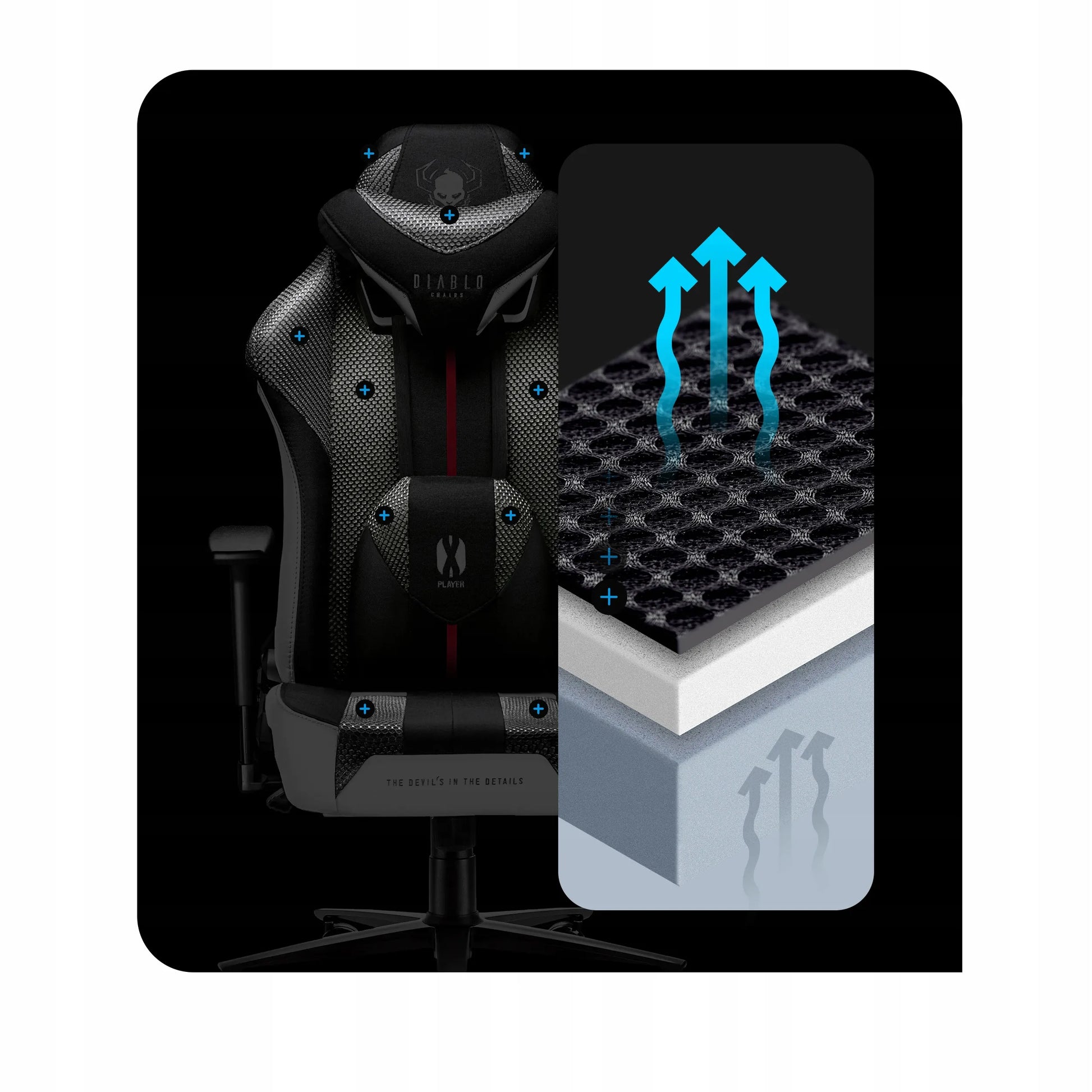 Medžiaginė žaidimų kėdė DIABLO X-Player 2.0 Normal Size, balta-juoda