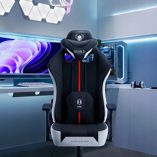 Medžiaginė žaidimų kėdė DIABLO X-Player 2.0 Normal Size, balta-juoda