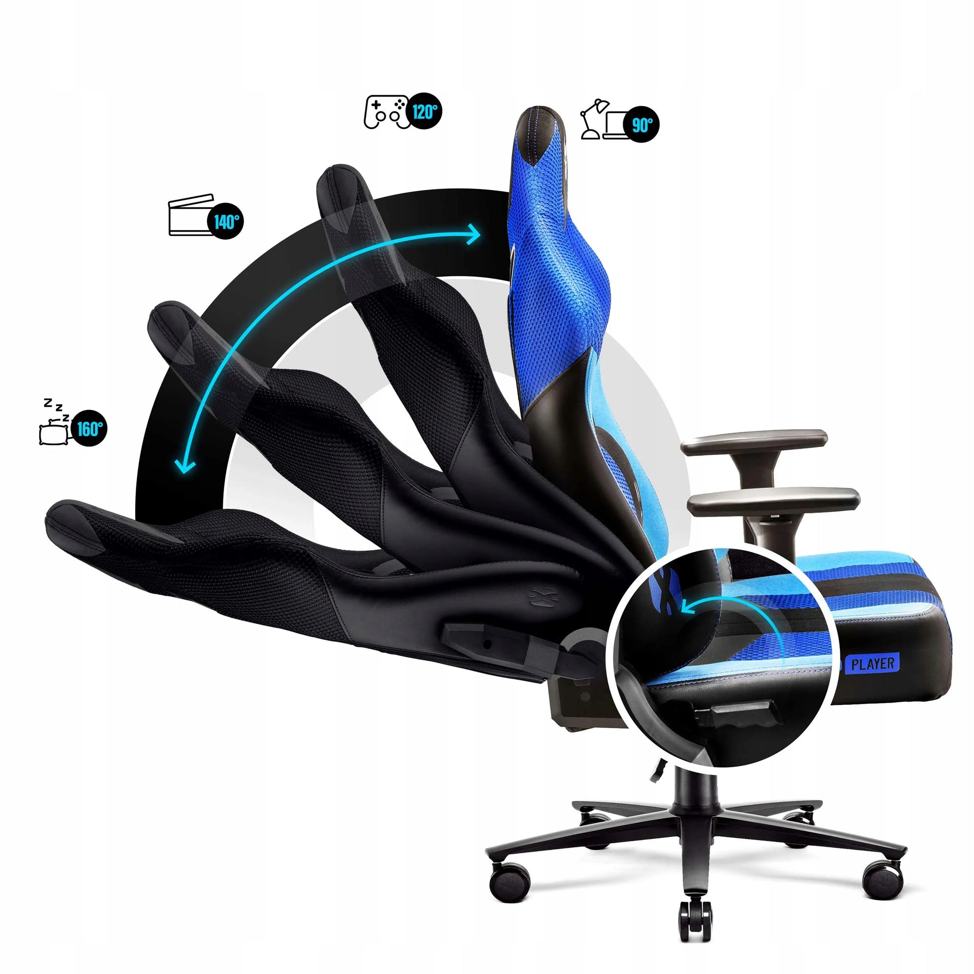 Medžiaginė žaidimų kėdė DIABLO X-Player 2.0 Normal Size, Frost Black