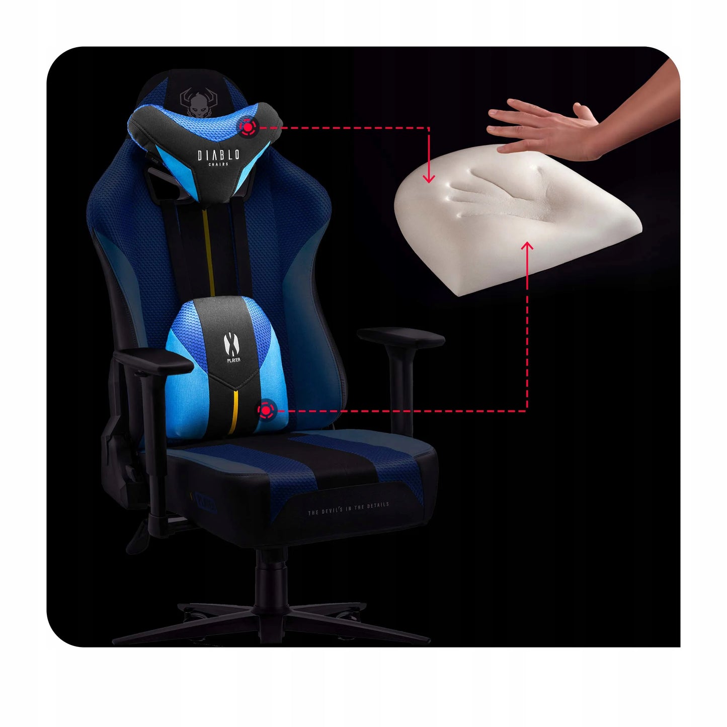 Medžiaginė žaidimų kėdė DIABLO X-Player 2.0 Normal Size, Frost Black