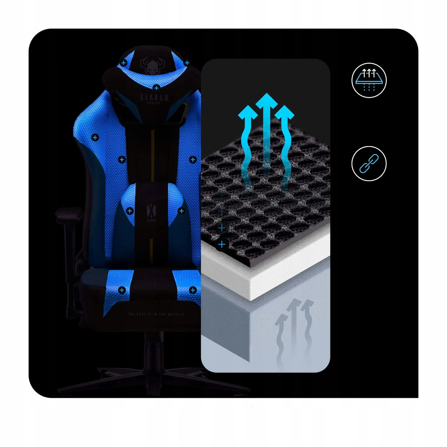 Medžiaginė žaidimų kėdė DIABLO X-Player 2.0 Normal Size, Frost Black
