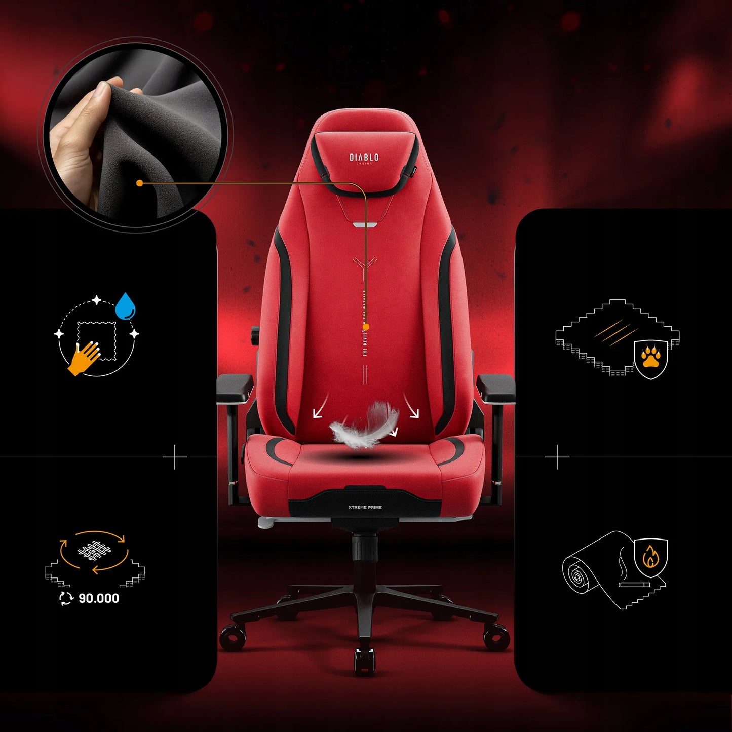 Medžiaginė žaidimų kėdė DIABLO X.EYE PRIME Normal Size, Bloody Mary