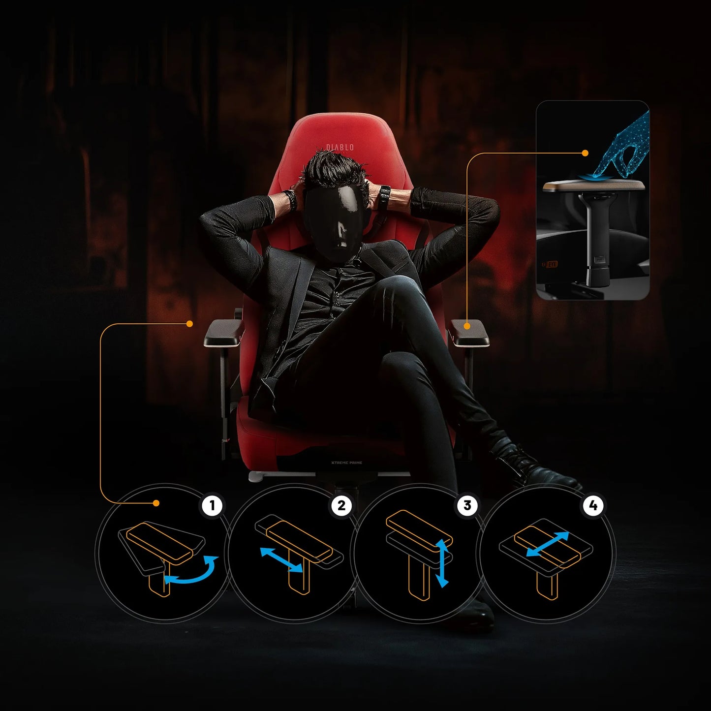 Medžiaginė žaidimų kėdė DIABLO X.EYE PRIME Normal Size, Bloody Mary