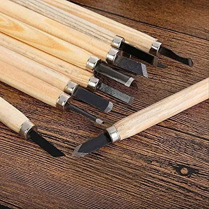 Medžio drožimo peilių ir kaltų rinkinys, 12 dalių