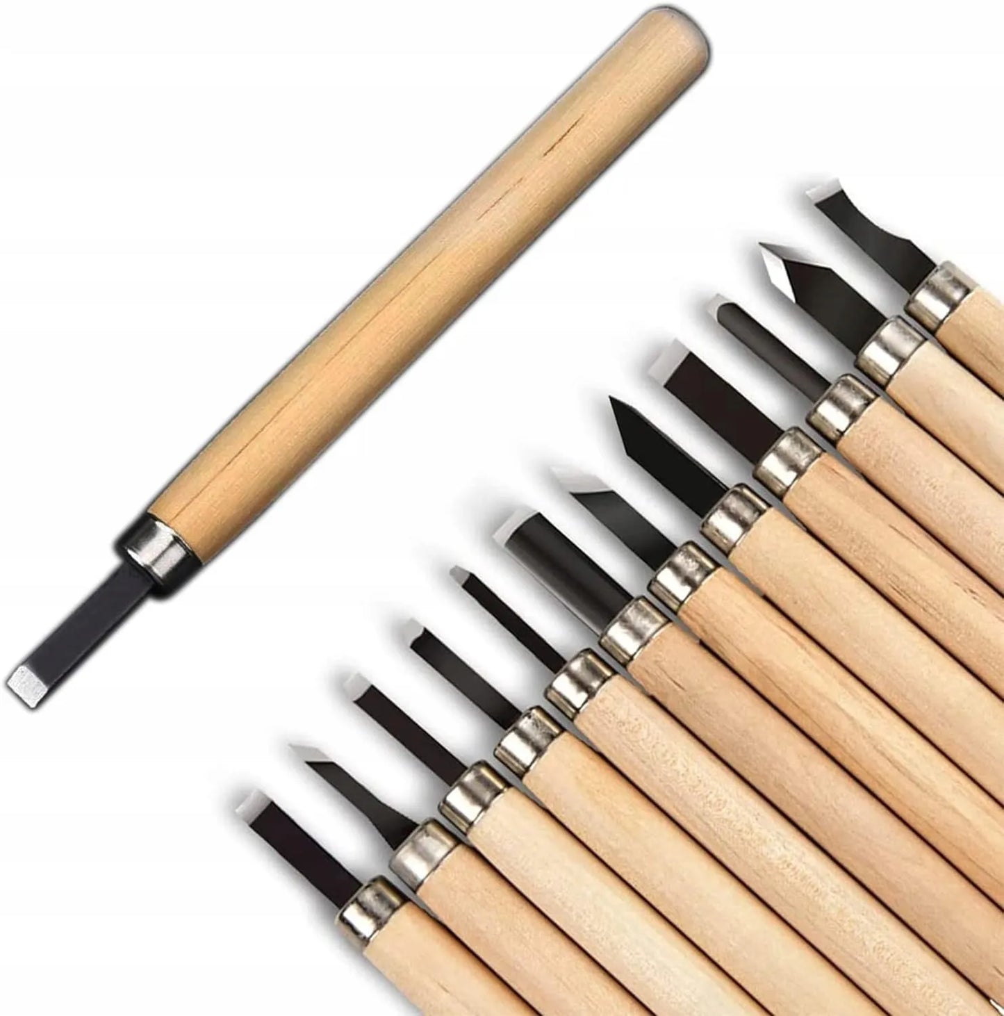 Medžio drožimo peilių ir kaltų rinkinys, 12 dalių