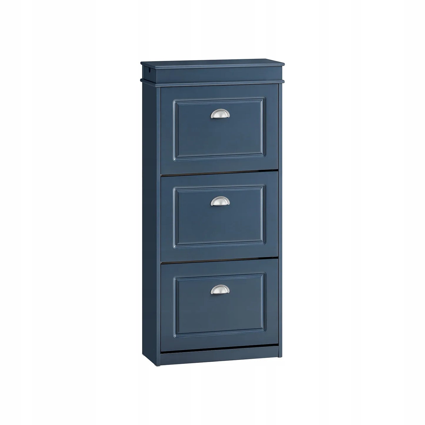 Mėlyna batų spintelė su 3 atlenkiamomis durelėmis prieškambariui, pastatoma 53x24cm FSR94-B