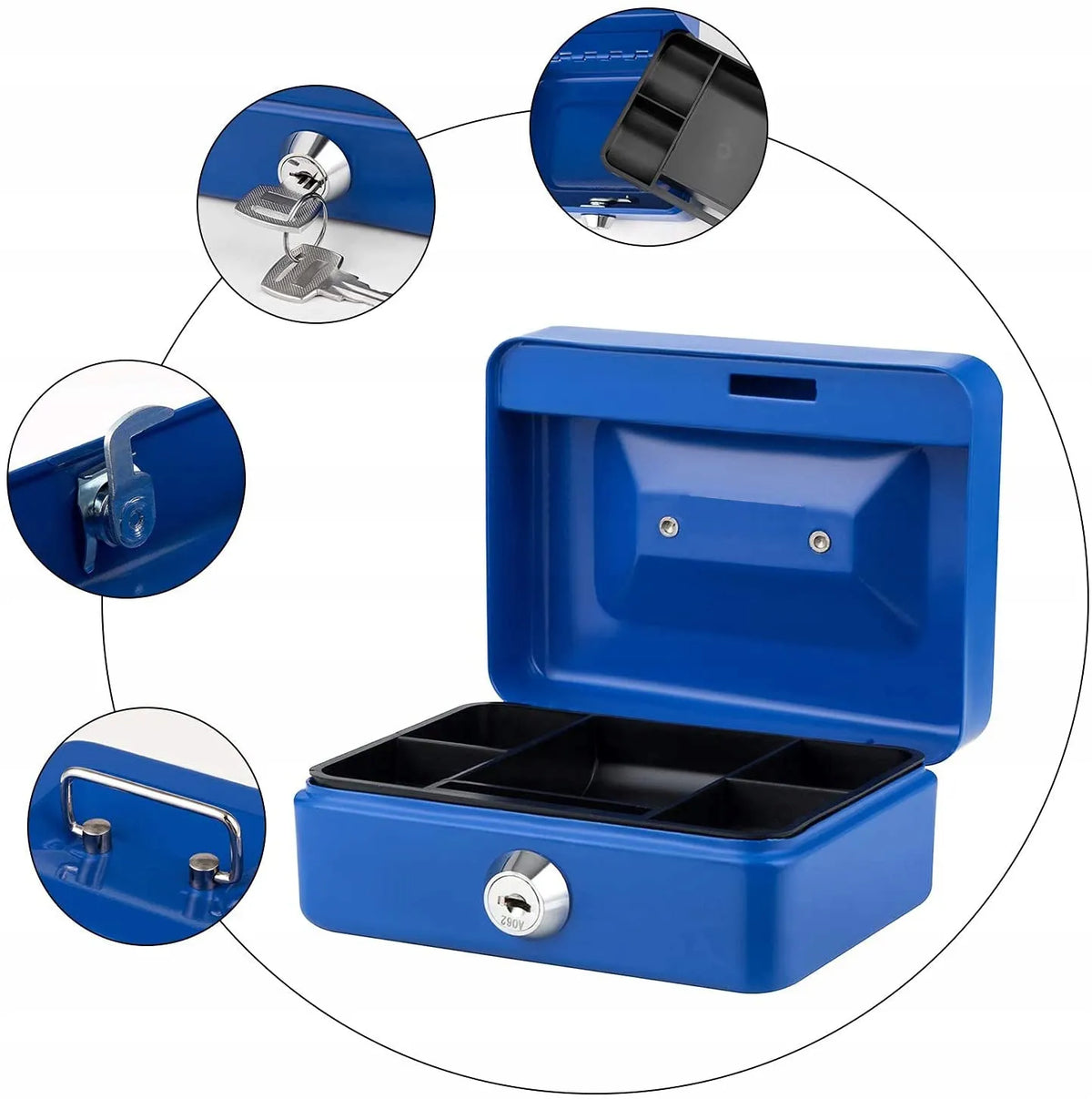 Mėlyna rakinama pinigų dėžutė „KNU-01 Blue“