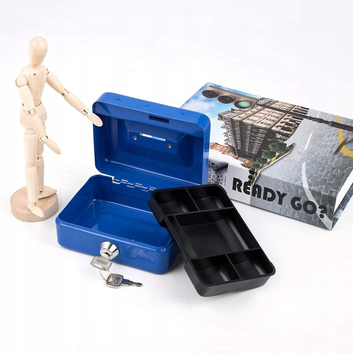 Mėlyna rakinama pinigų dėžutė „KNU-01 Blue“