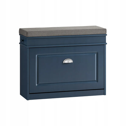 Mėlynas apmuštas batų suolas su saugojimo vieta 75x24cm FSR82-L-B