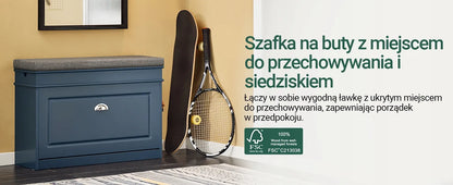 Mėlynas apmuštas batų suolas su saugojimo vieta 75x24cm FSR82-L-B