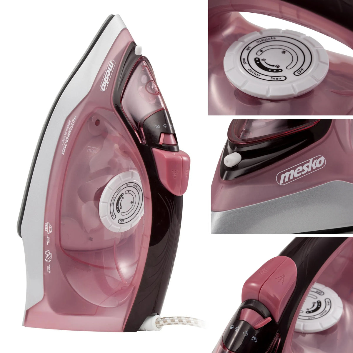 Mesko MS 5028 garinis lygintuvas, 2600 W, keraminis padas, savivalos funkcija, ANTI-DRIP, ANTI-CALC