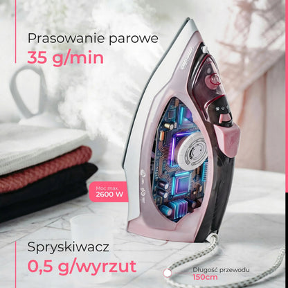 Mesko MS 5028 garinis lygintuvas, 2600 W, keraminis padas, savivalos funkcija, ANTI-DRIP, ANTI-CALC