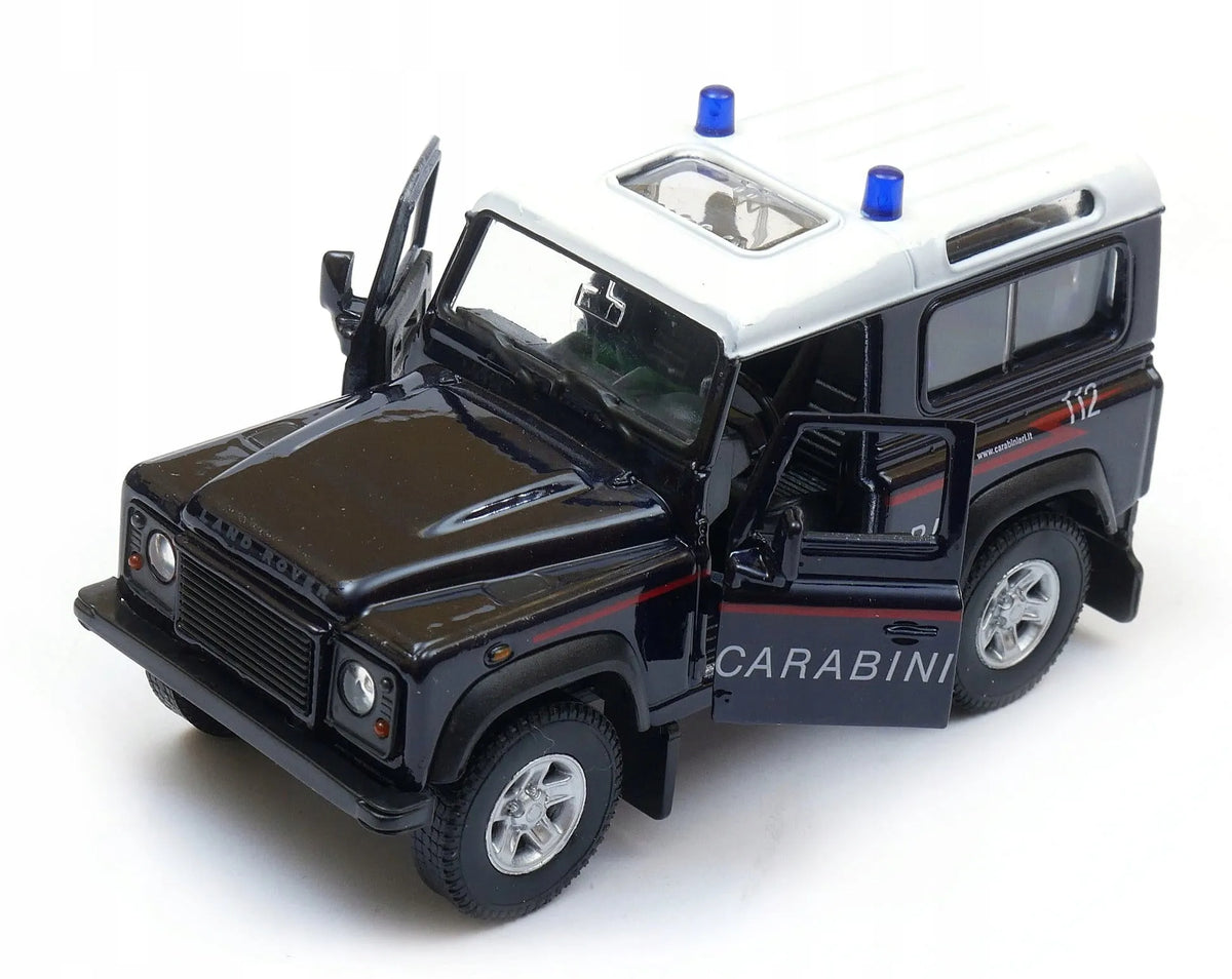 Metalinis automobilio modelis Welly Land Rover Defender Carabinieri, 1:34–1:39