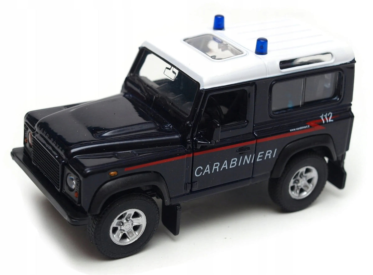Metalinis automobilio modelis Welly Land Rover Defender Carabinieri, 1:34–1:39