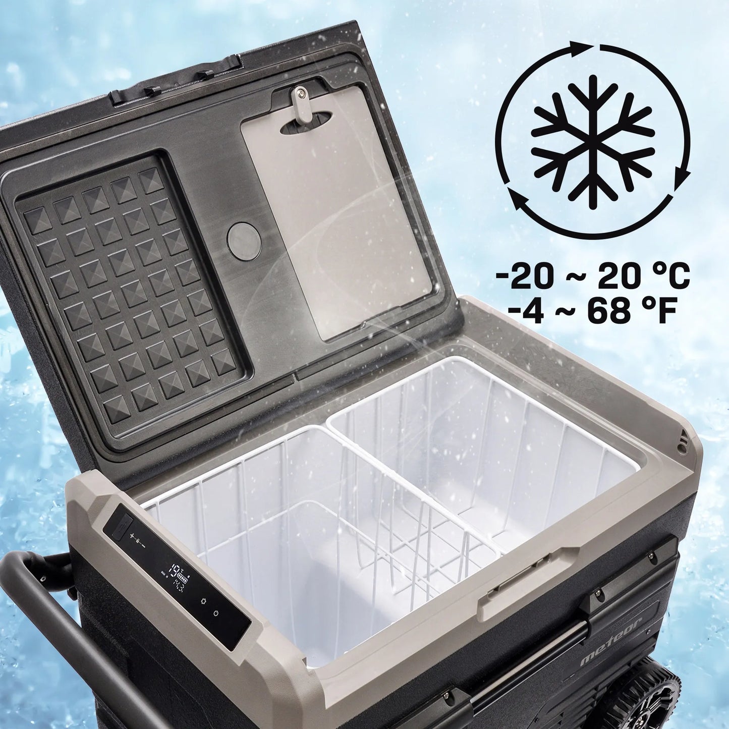 Meteor TSW60 kompresorinis nešiojamas šaldytuvas, skirtas piknikui ir žvejybai, Bluetooth, 60 l