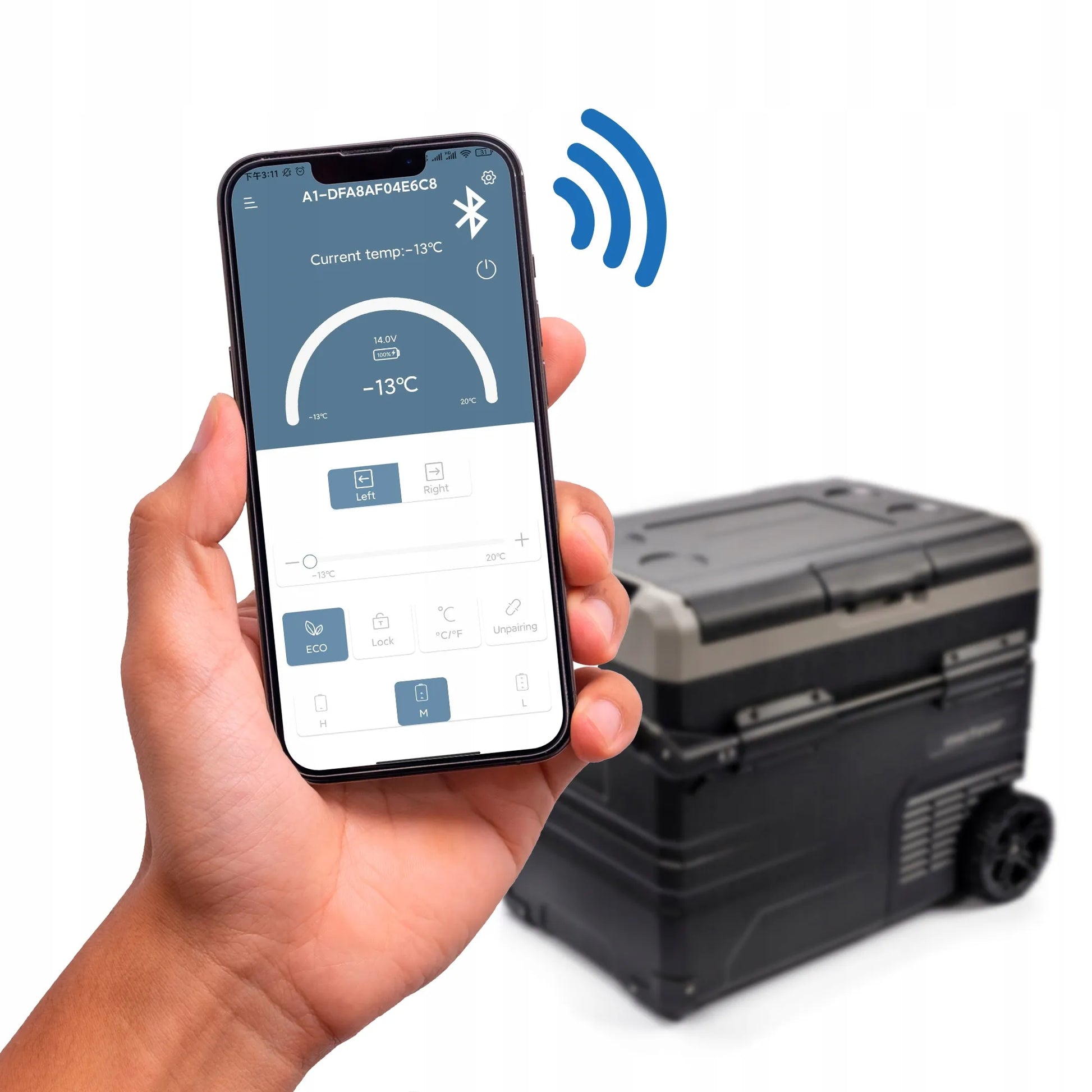 Meteor TSW60 kompresorinis nešiojamas šaldytuvas, skirtas piknikui ir žvejybai, Bluetooth, 60 l