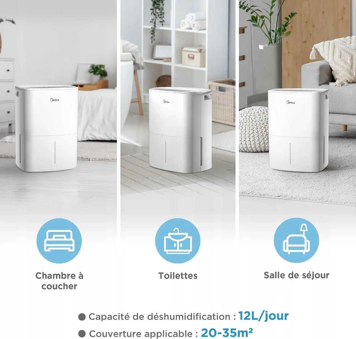 „Midea“ MDD0Z-12DEN7-QA3 oro sausintuvas „Anti-Mould“, 12 l/24 val., išmanusis