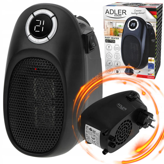 MINI ELEKTRINIS ŠILDYTUVAS ADLER MINI 7726 TERMOVENTILIATORIUS ŠILDYKLĖ SU LAIKMAČIU IR REGULIAVIMU