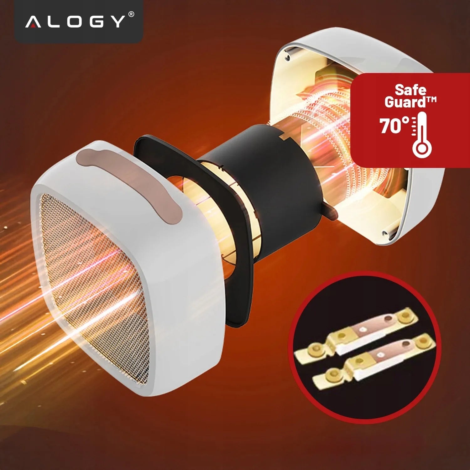 Mini elektrinis šildytuvas Alogy, 500W, baltas