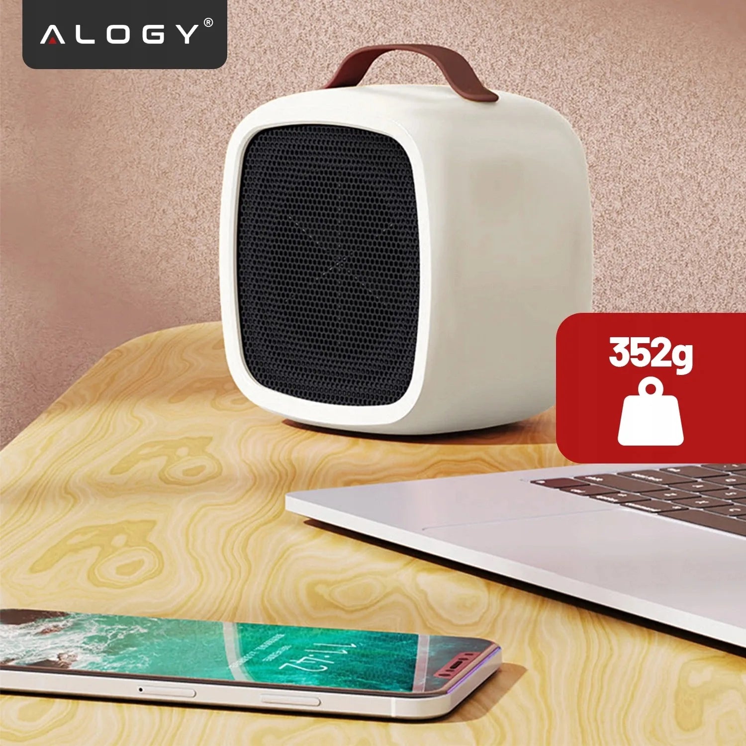 Mini elektrinis šildytuvas Alogy, 500W, baltas